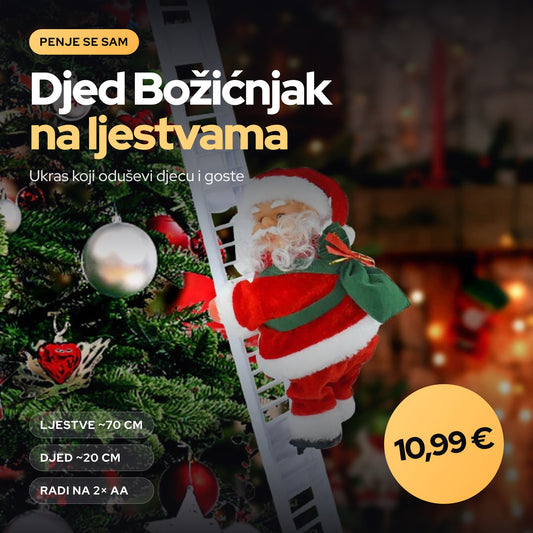 Djeda Božićnjak koji se penje po ljestvama